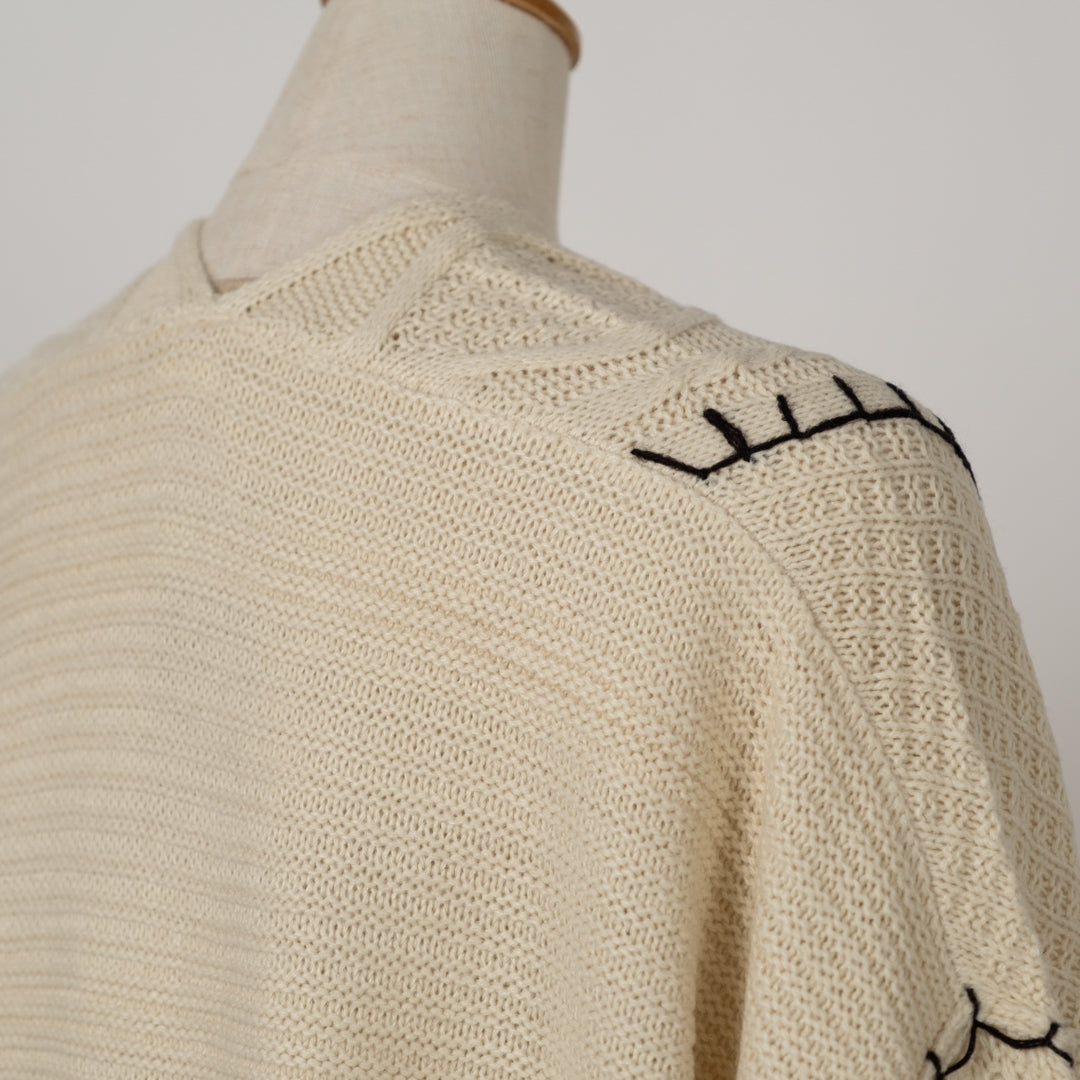 配色ブランケットケーブルカーディガン