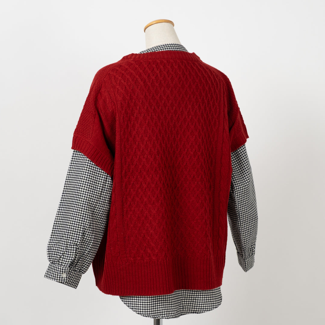 アクリルニット×ブラウス