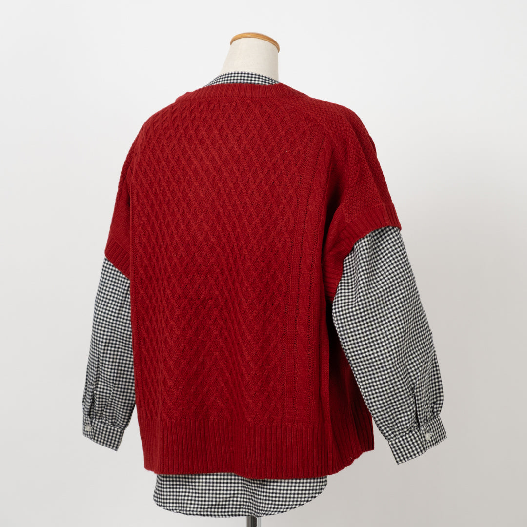 アクリルニット×ブラウス