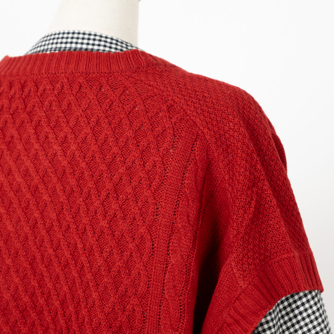 アクリルニット×ブラウス