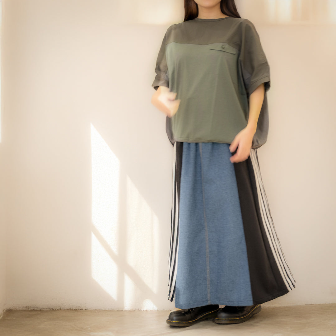 異素材切替バイカラープルオーバー (10094715961476)