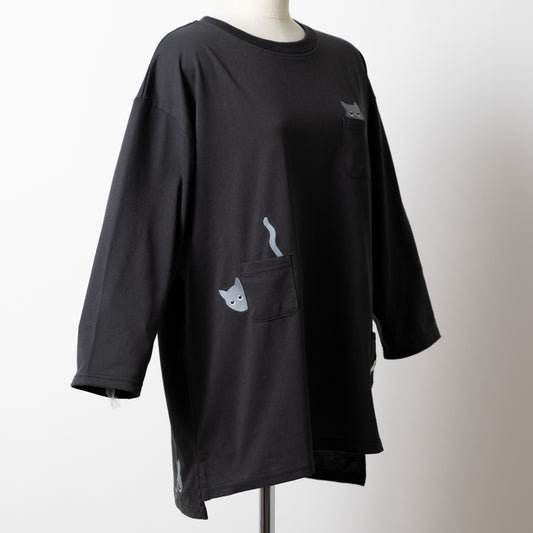 多ポケット刺しゅう七分いろいろ猫プルオーバー (10127085568132)