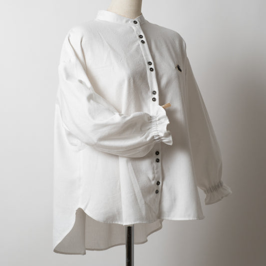 多ボタン襟袖フリルシャツ (10135658889348)