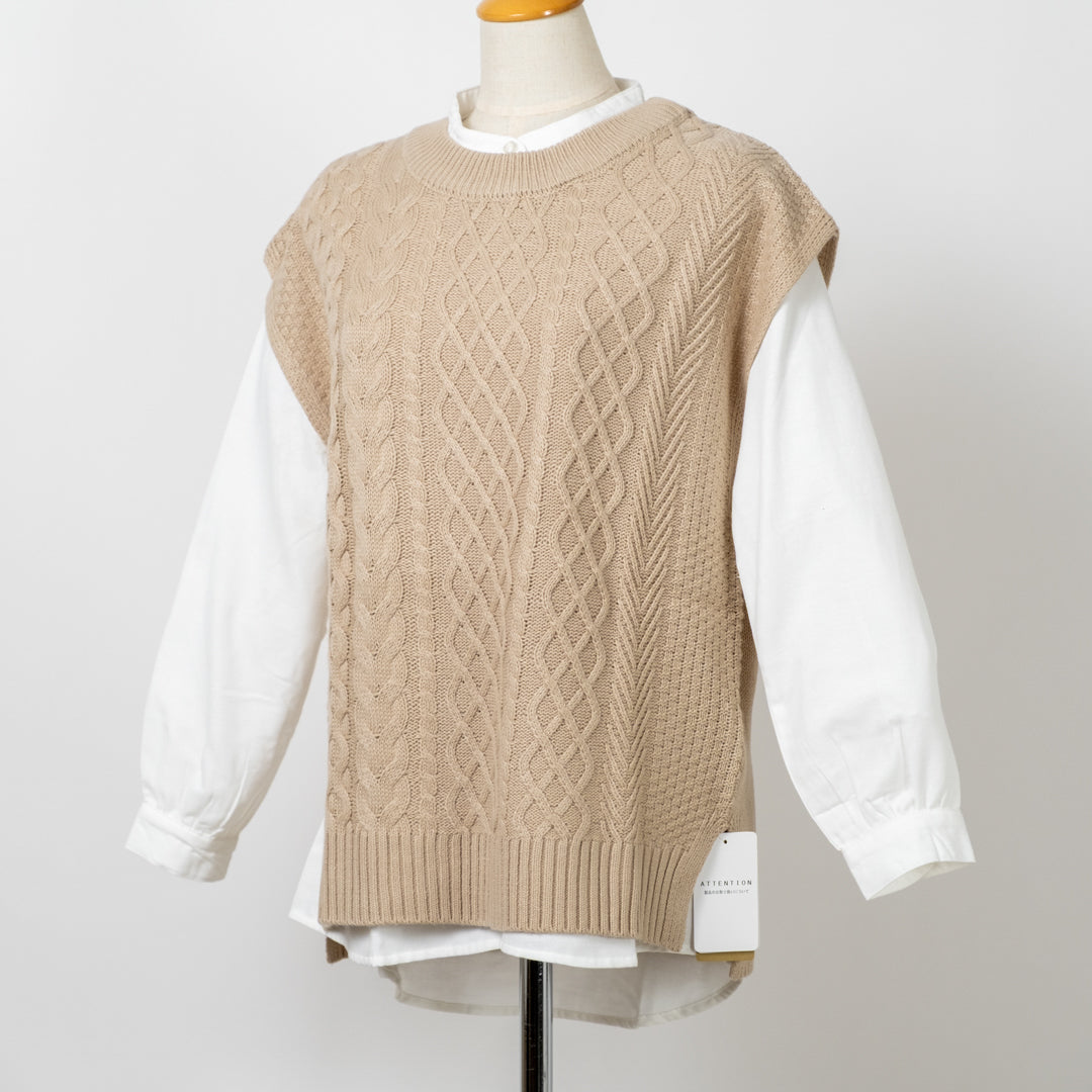 ニットベスト＋シャツアンサンブル