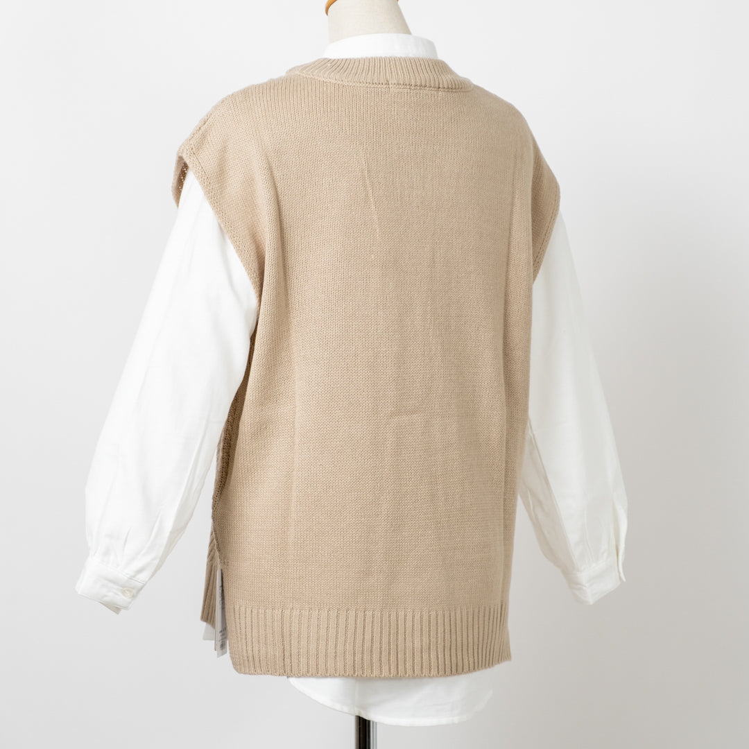 ニットベスト＋シャツアンサンブル