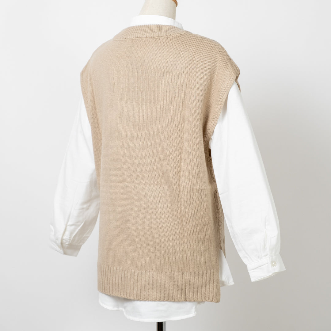 ニットベスト＋シャツアンサンブル