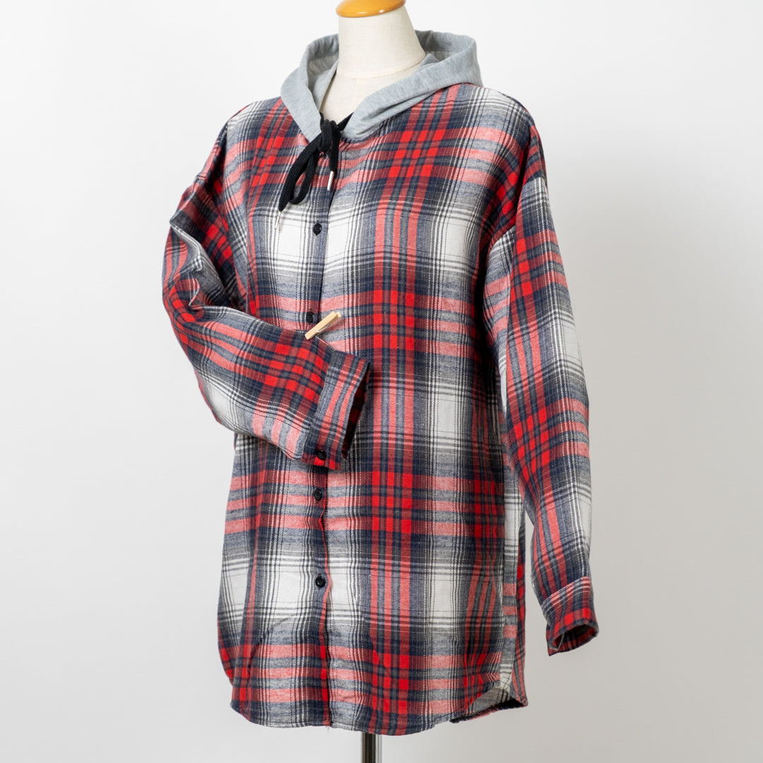 フード付き長袖ブラウス