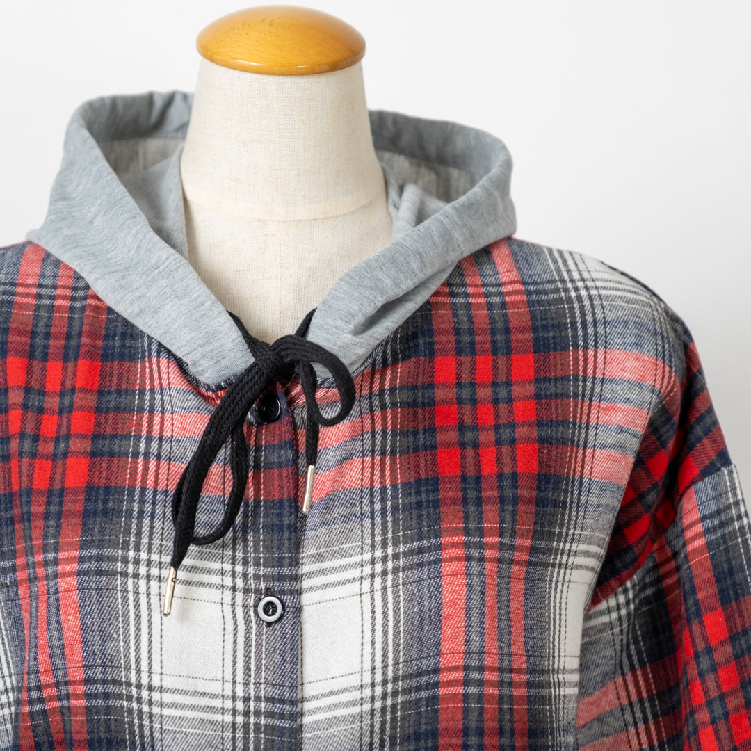 フード付き長袖ブラウス