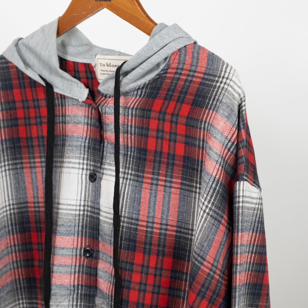 フード付き長袖ブラウス