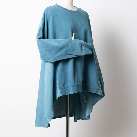 インディゴ裏毛後リボンプルオーバー