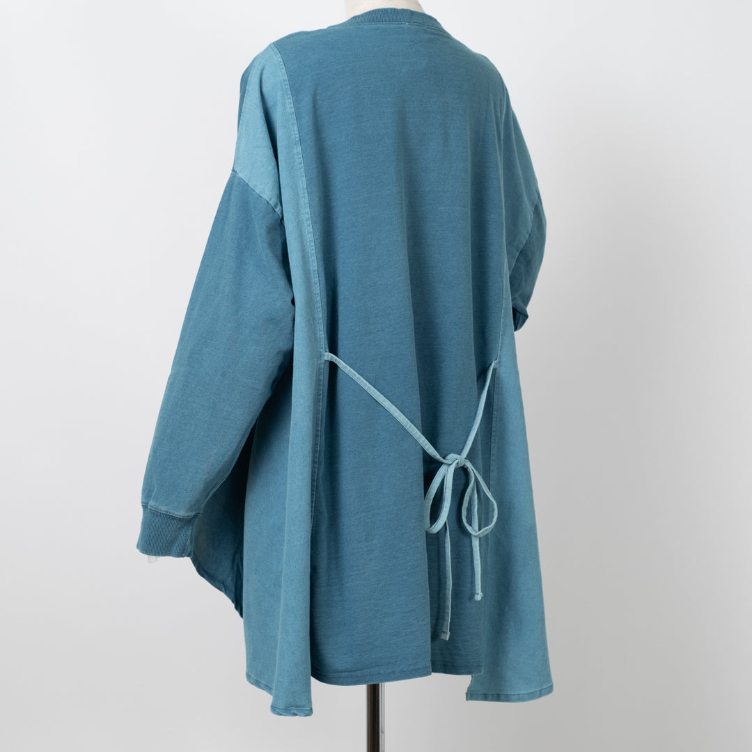 インディゴ裏毛後リボンプルオーバー