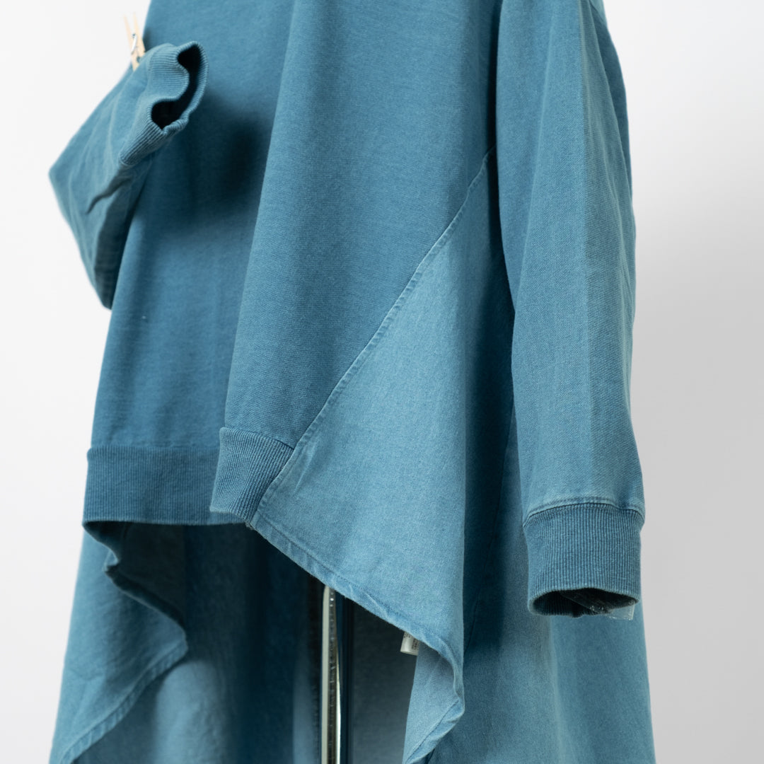 インディゴ裏毛後リボンプルオーバー