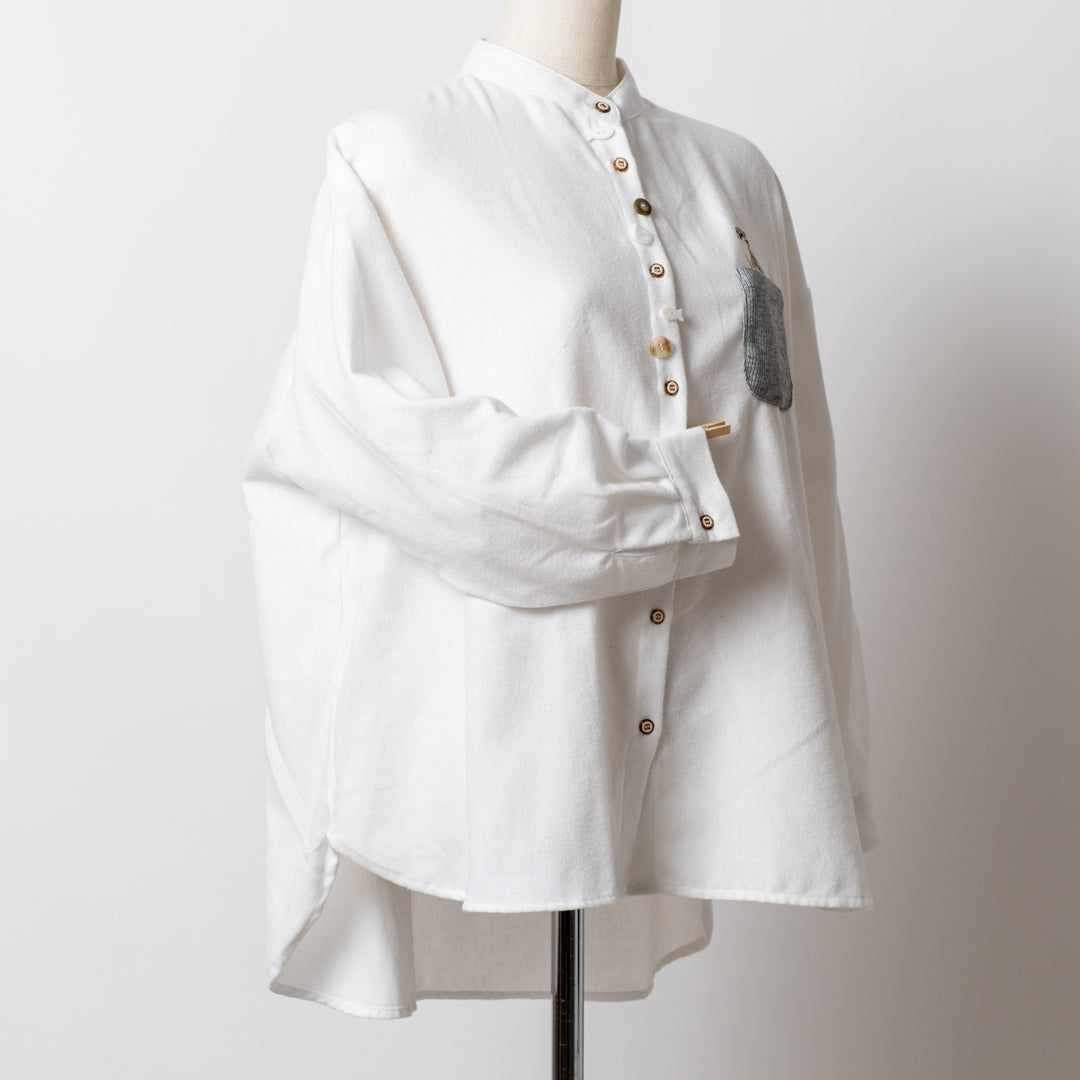 多ボタンニットポケットブラウス