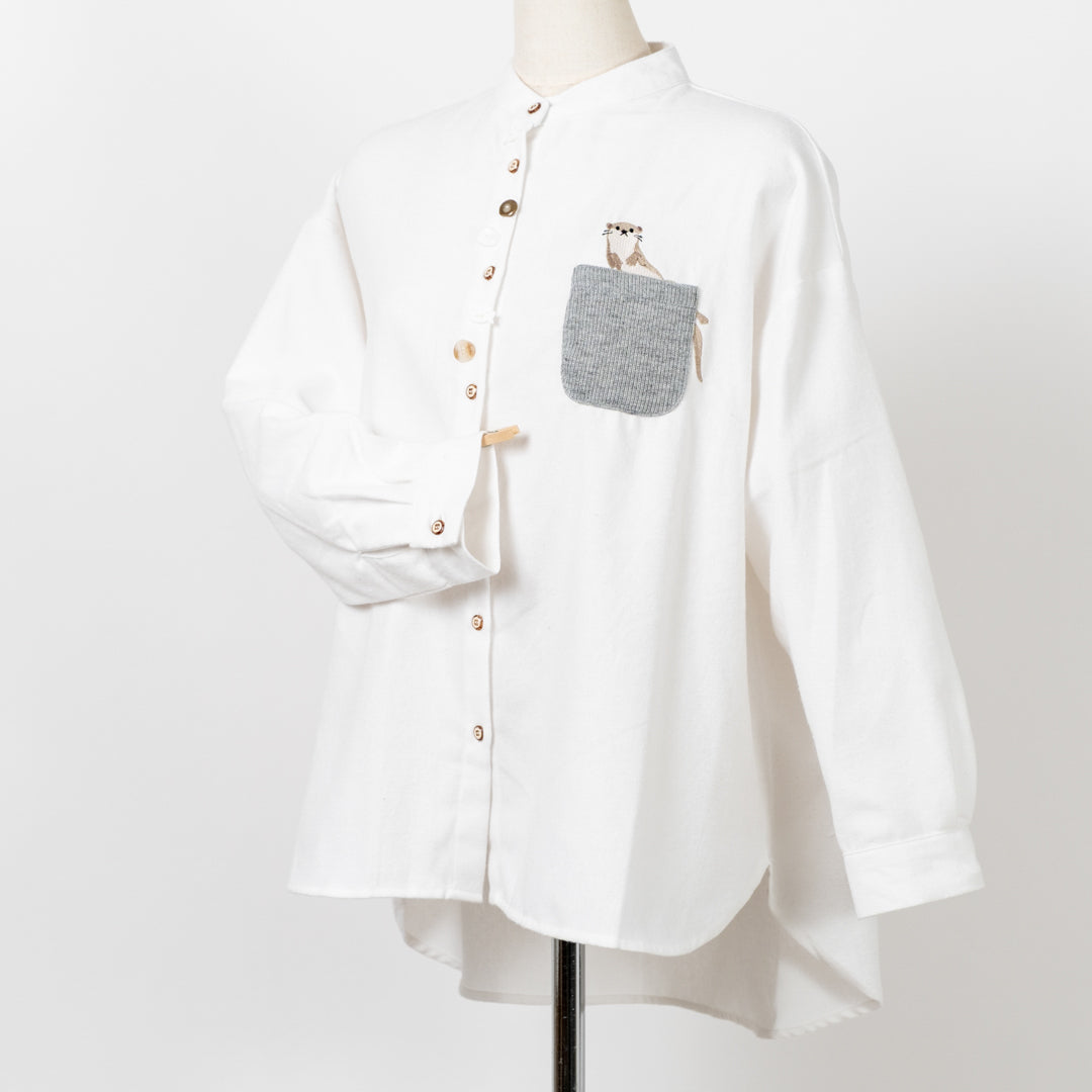 多ボタンニットポケットブラウス