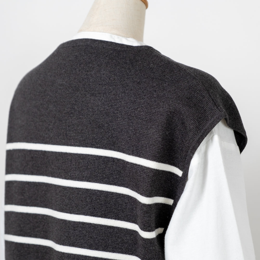 綿ニット×ブラウスアンサンブル