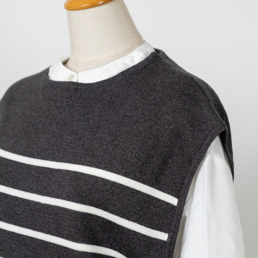 綿ニット×ブラウスアンサンブル