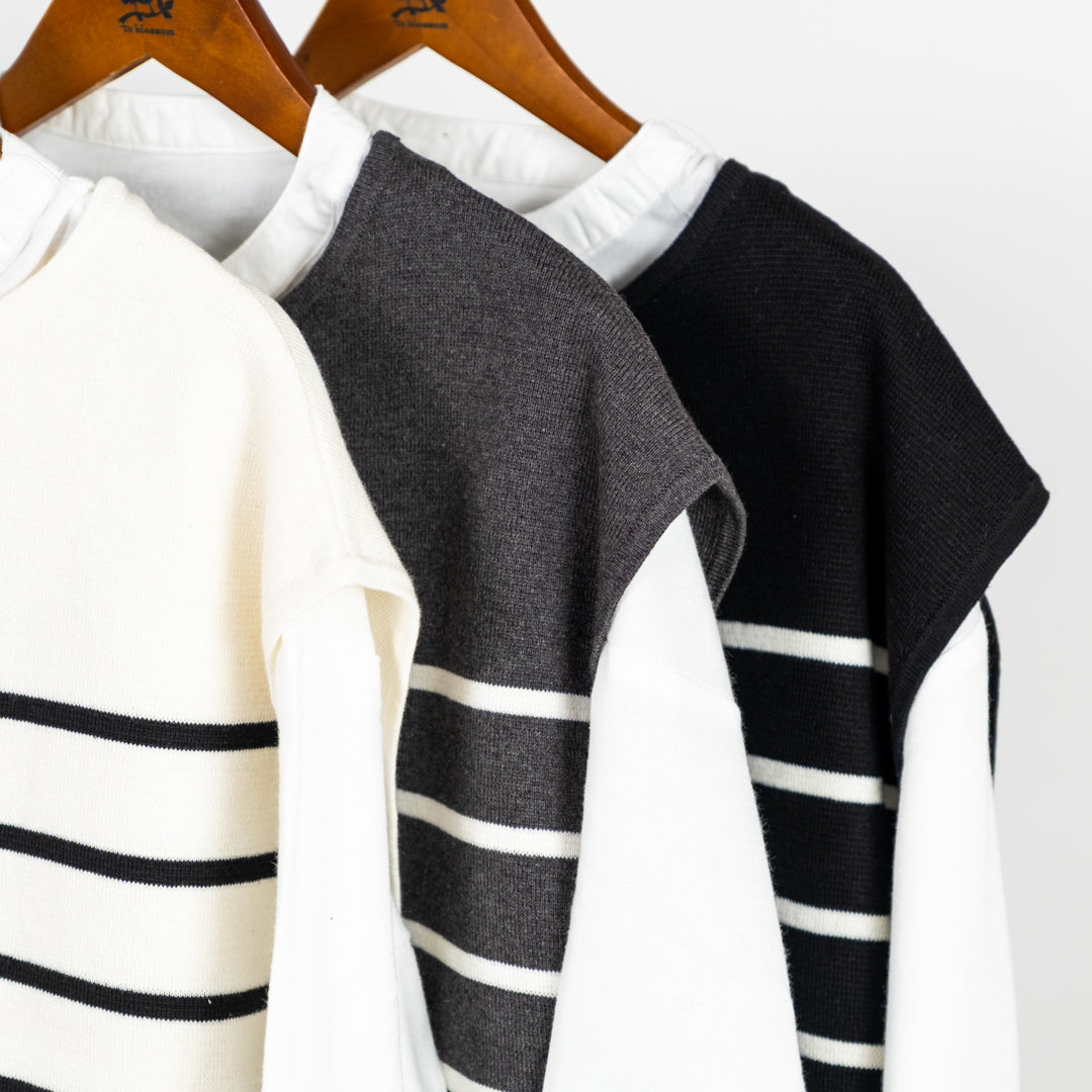 綿ニット×ブラウスアンサンブル