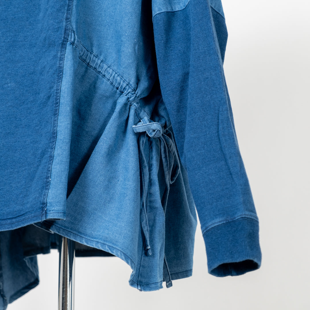 インディゴ裏毛サイドリボンプルオーバー