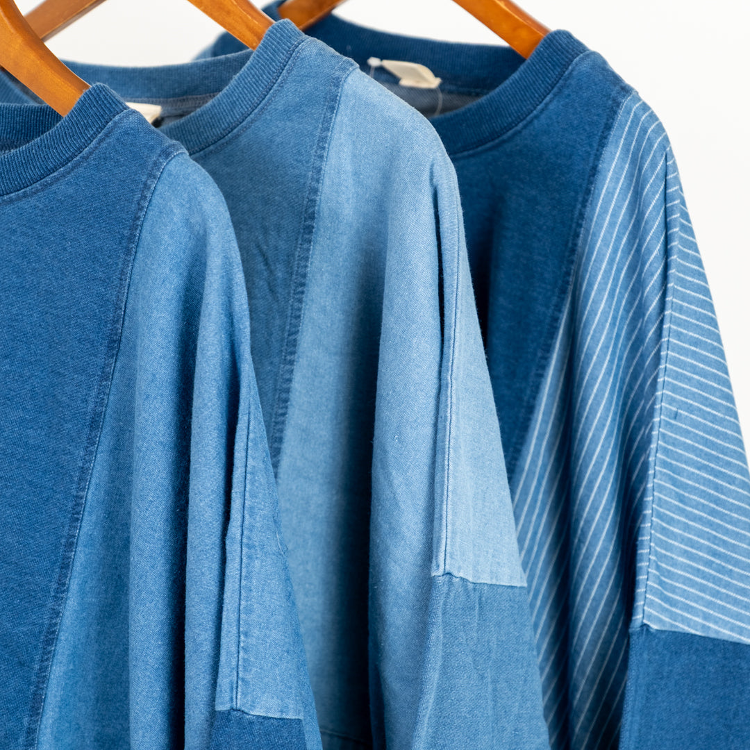 インディゴ裏毛サイドリボンプルオーバー