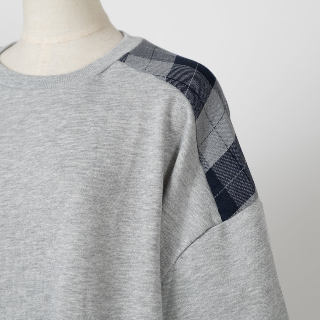 裏毛布帛切替ギャザープルオーバー