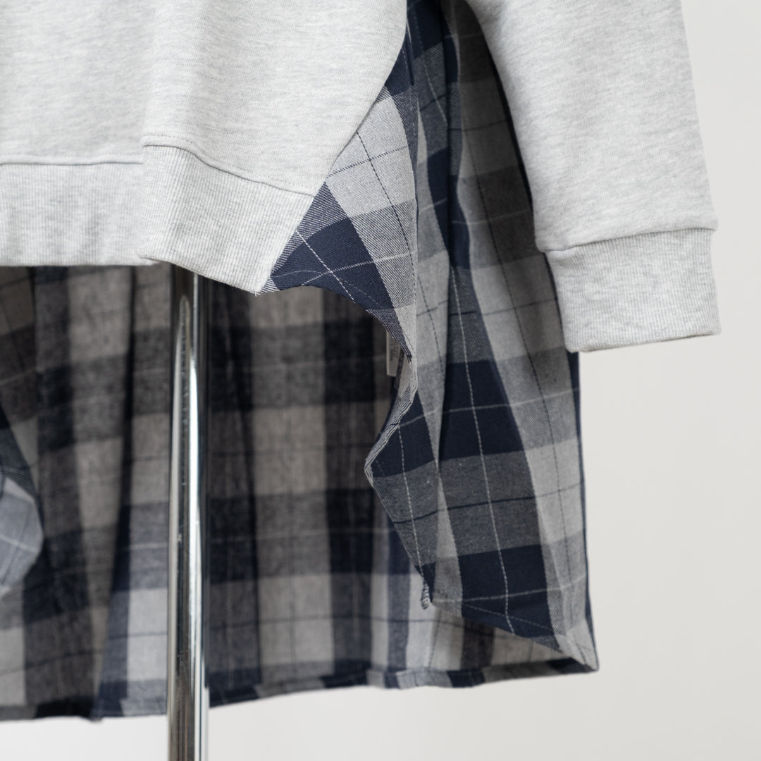 裏毛布帛切替ギャザープルオーバー