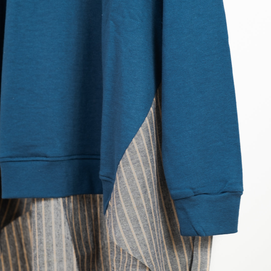 裏毛布帛切替ギャザープルオーバー