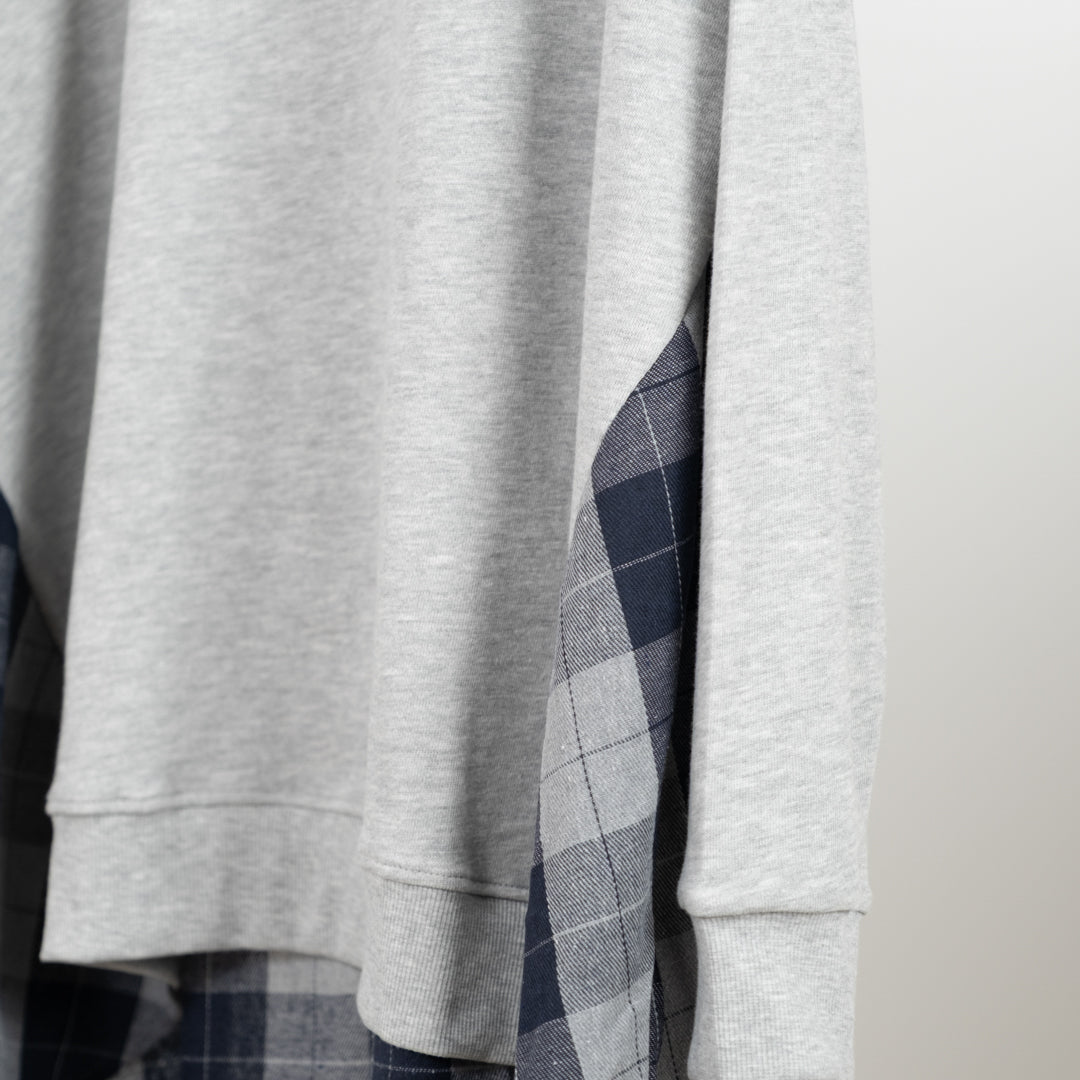 裏毛布帛切替ギャザープルオーバー