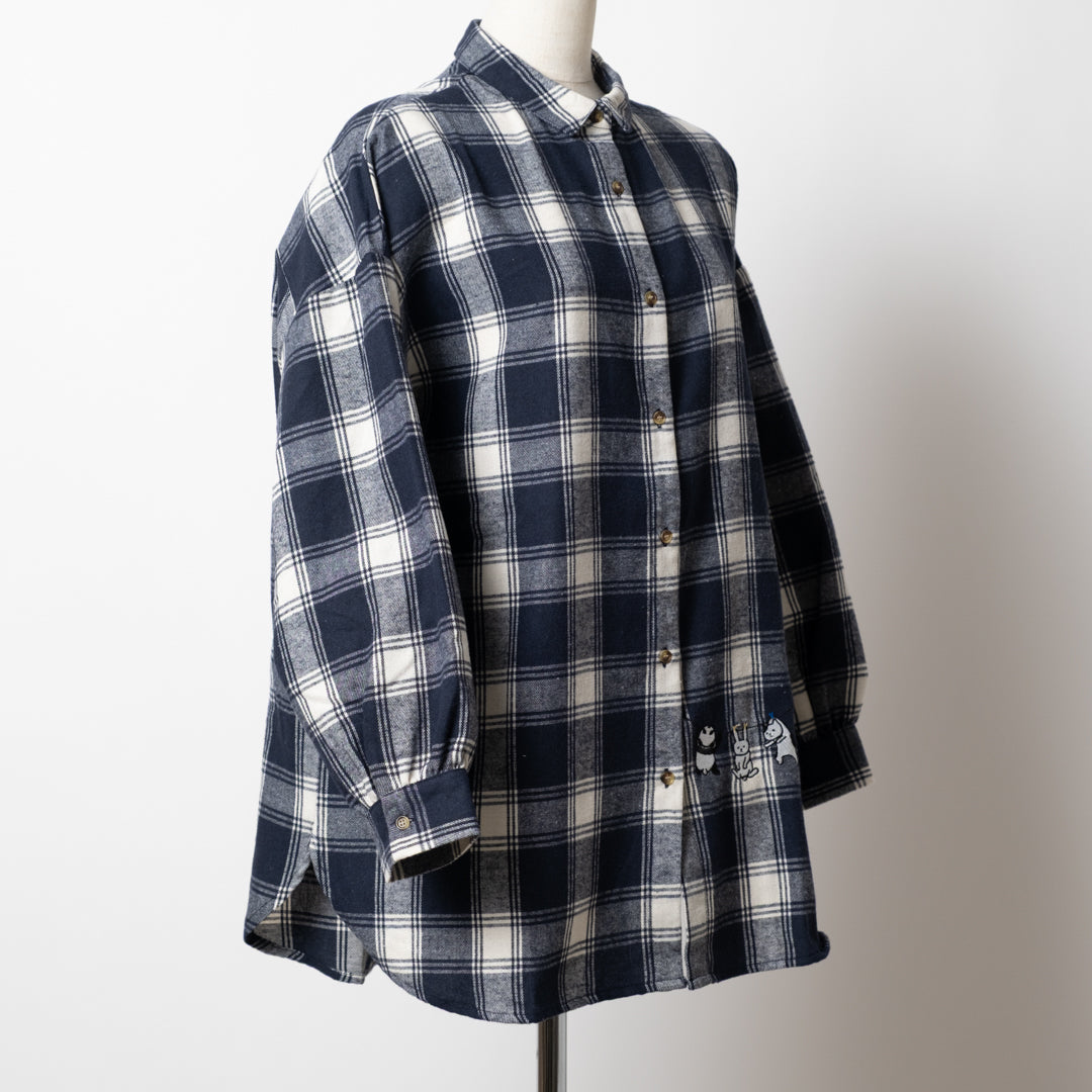 動物刺しゅうビッグシャツ