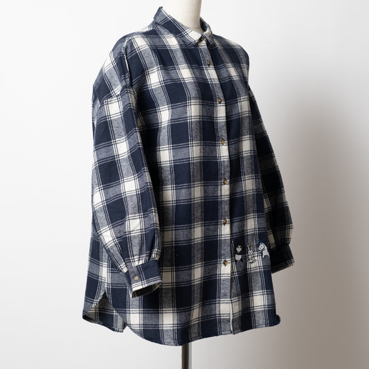 動物刺しゅうビッグシャツ