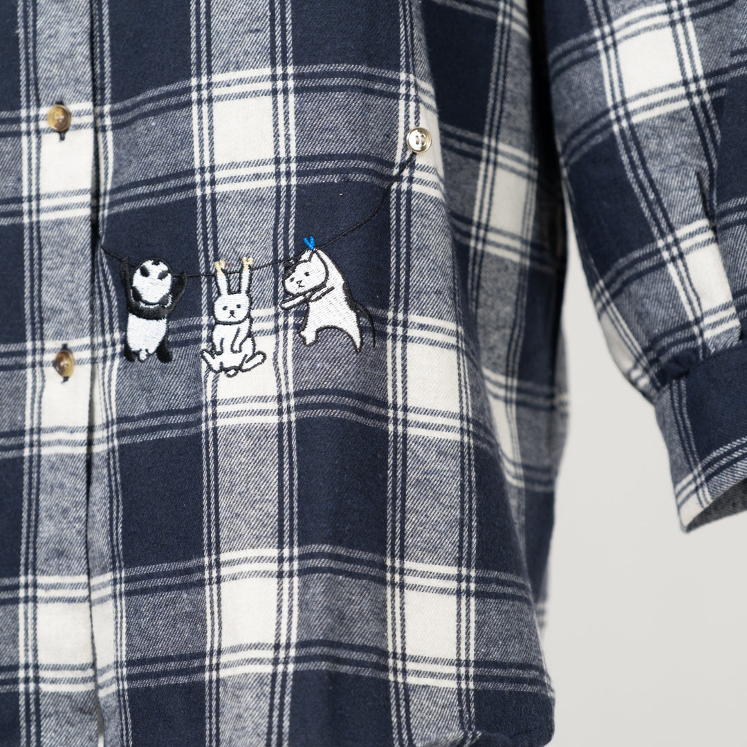 動物刺しゅうビッグシャツ