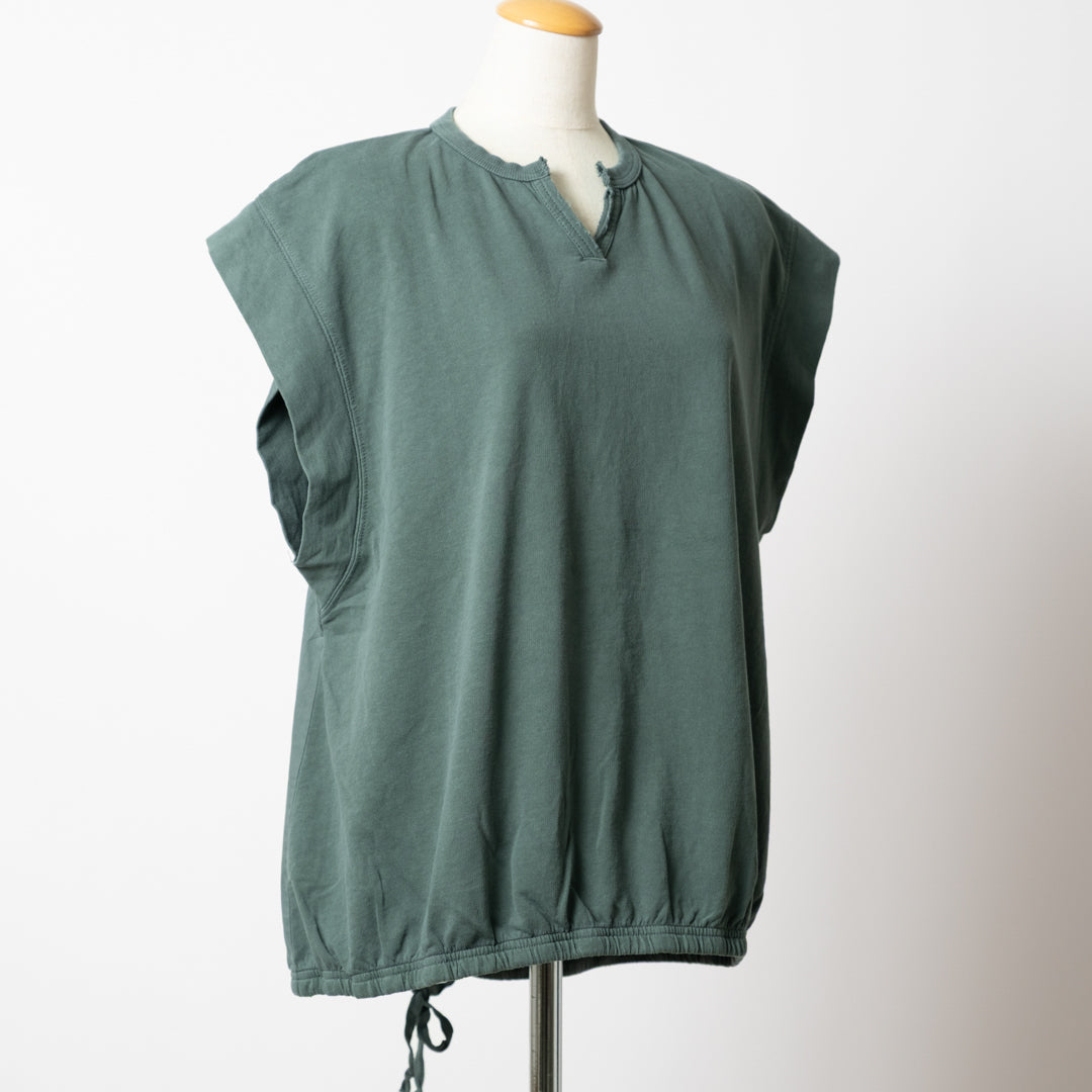 ピグメント裏毛布帛切替えベスト