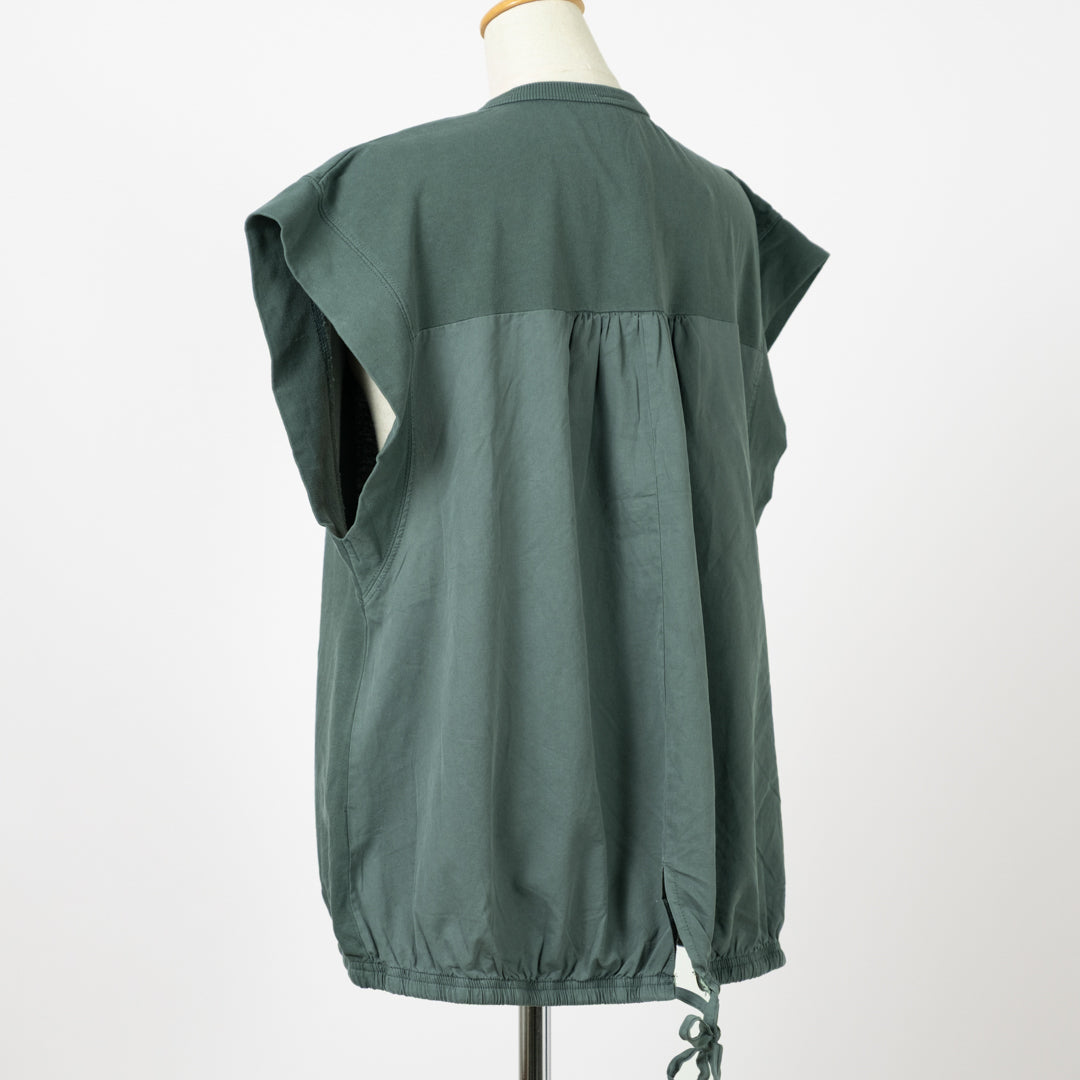 ピグメント裏毛布帛切替えベスト