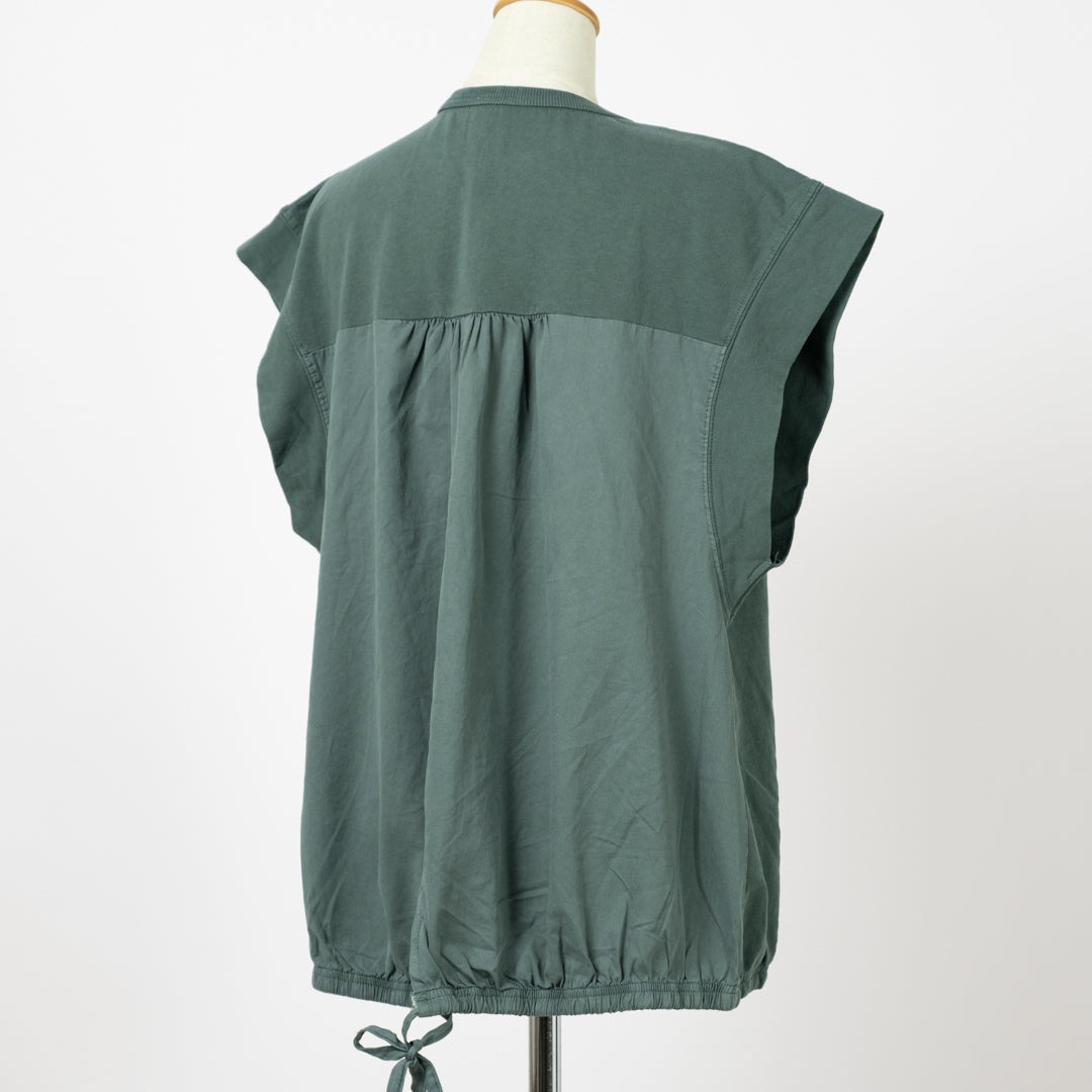 ピグメント裏毛布帛切替えベスト