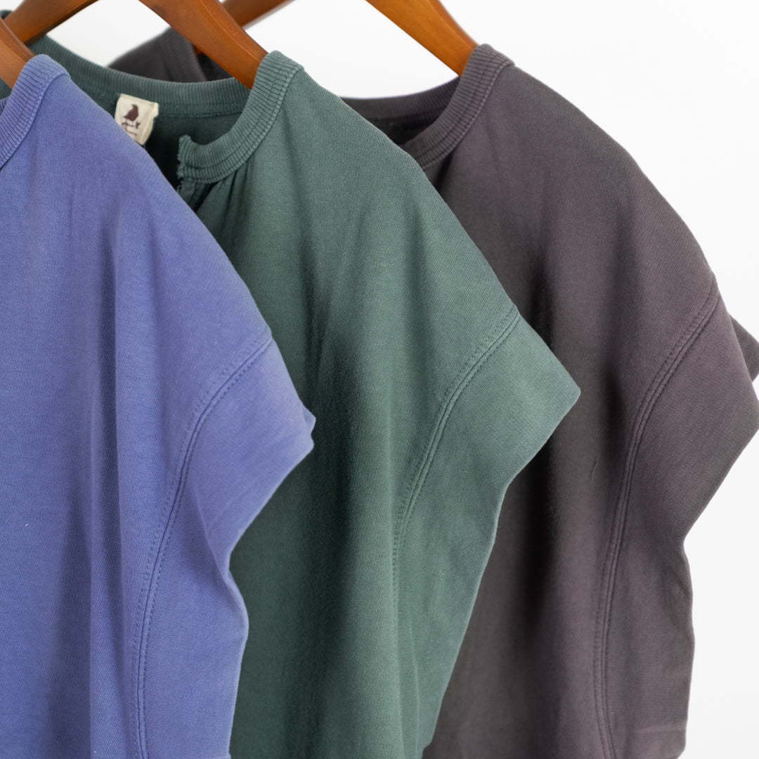 ピグメント裏毛布帛切替えベスト