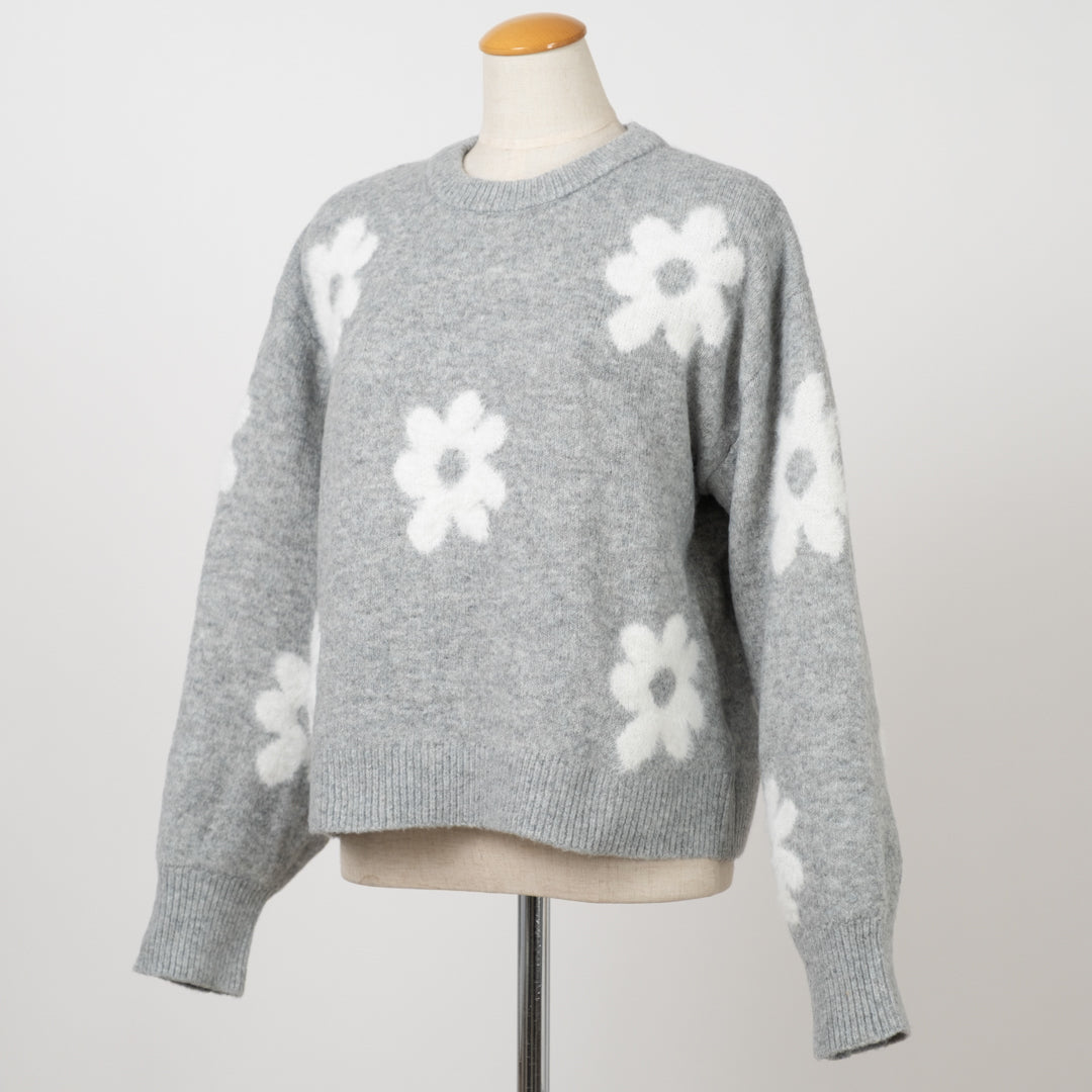 お花シャギーニットプルオーバー