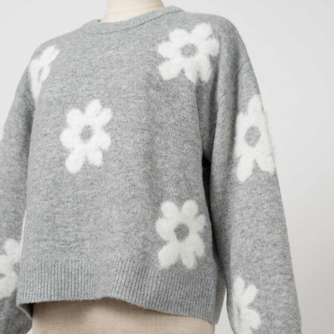 お花シャギーニットプルオーバー