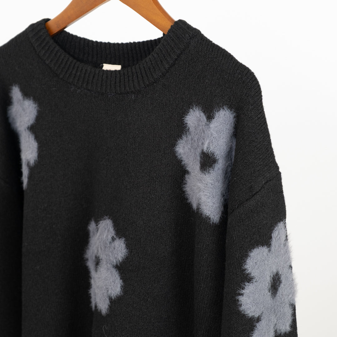 お花シャギーニットプルオーバー