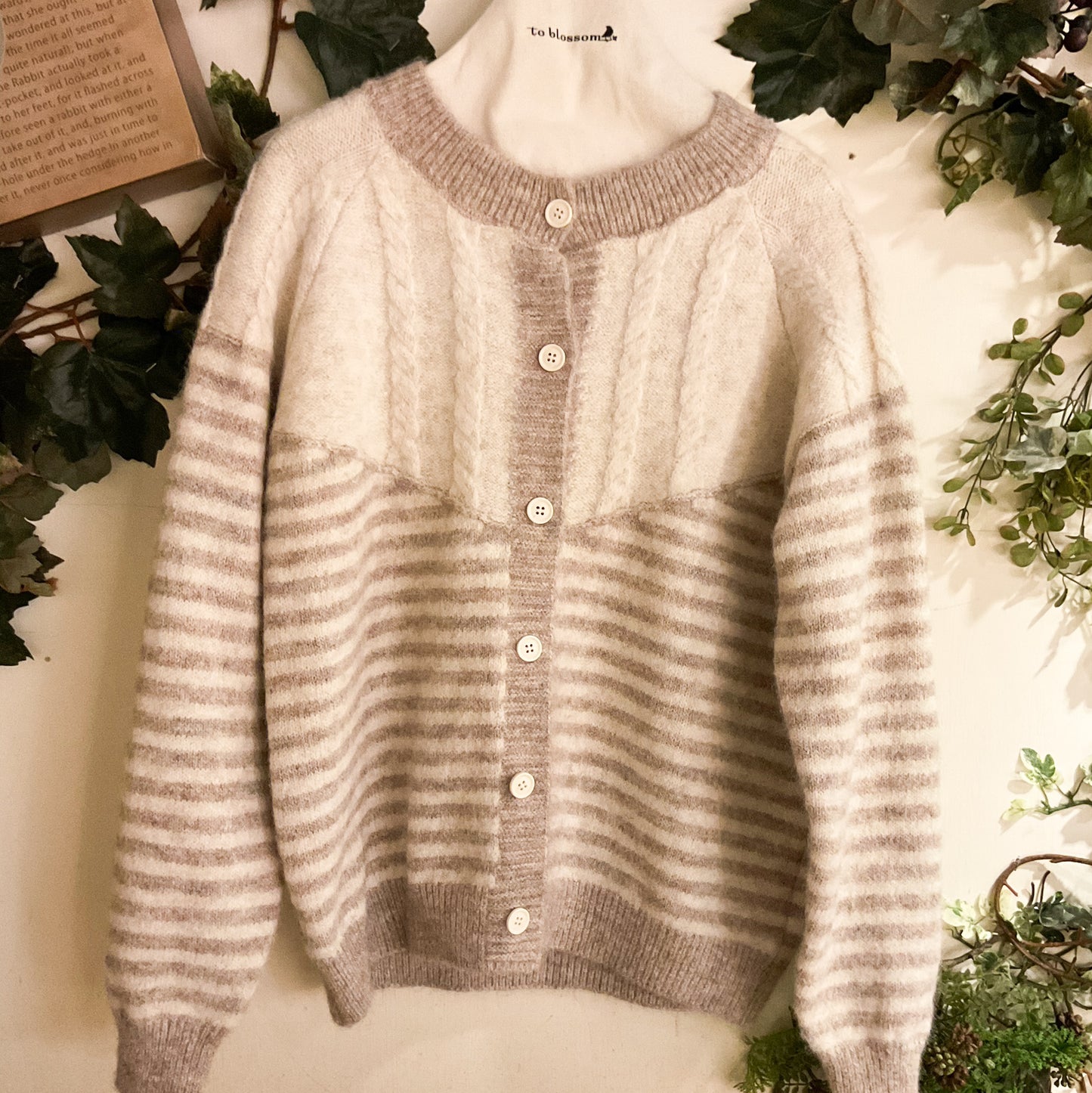 メランジ配色切替カーディガン