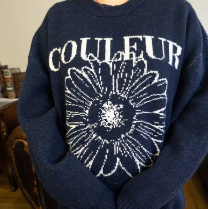 デイジー刺繡ニットプルオーバー