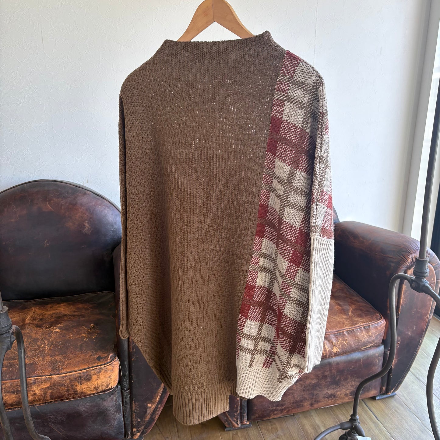 ボトルネック配色チェックチュニック