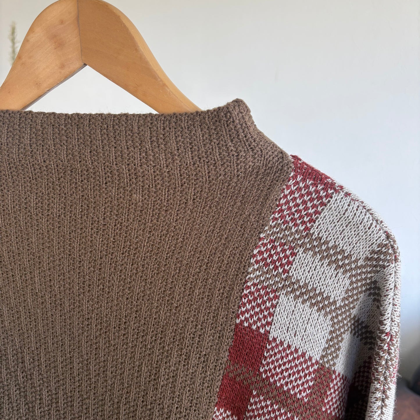 ボトルネック配色チェックチュニック