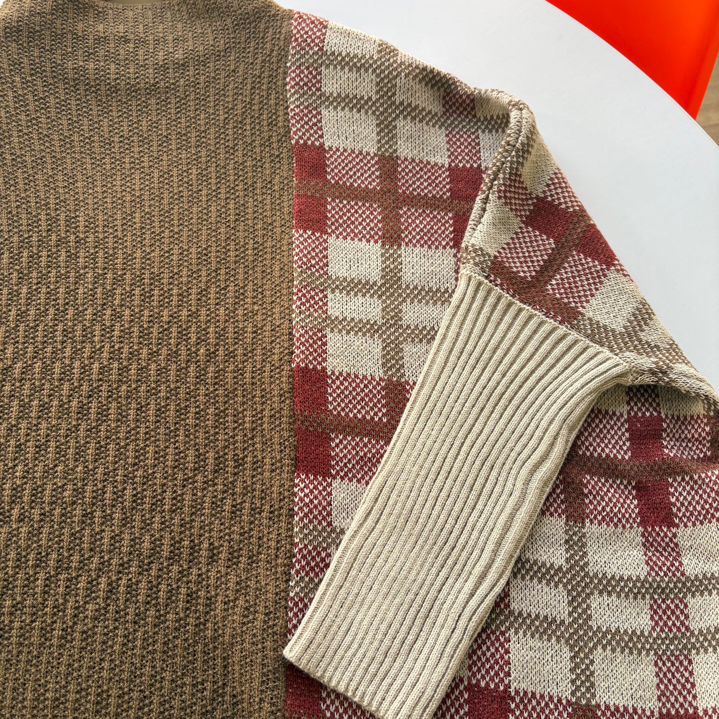 ボトルネック配色チェックチュニック