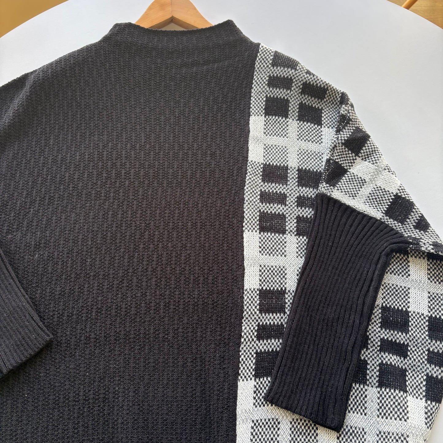 ボトルネック配色チェックチュニック