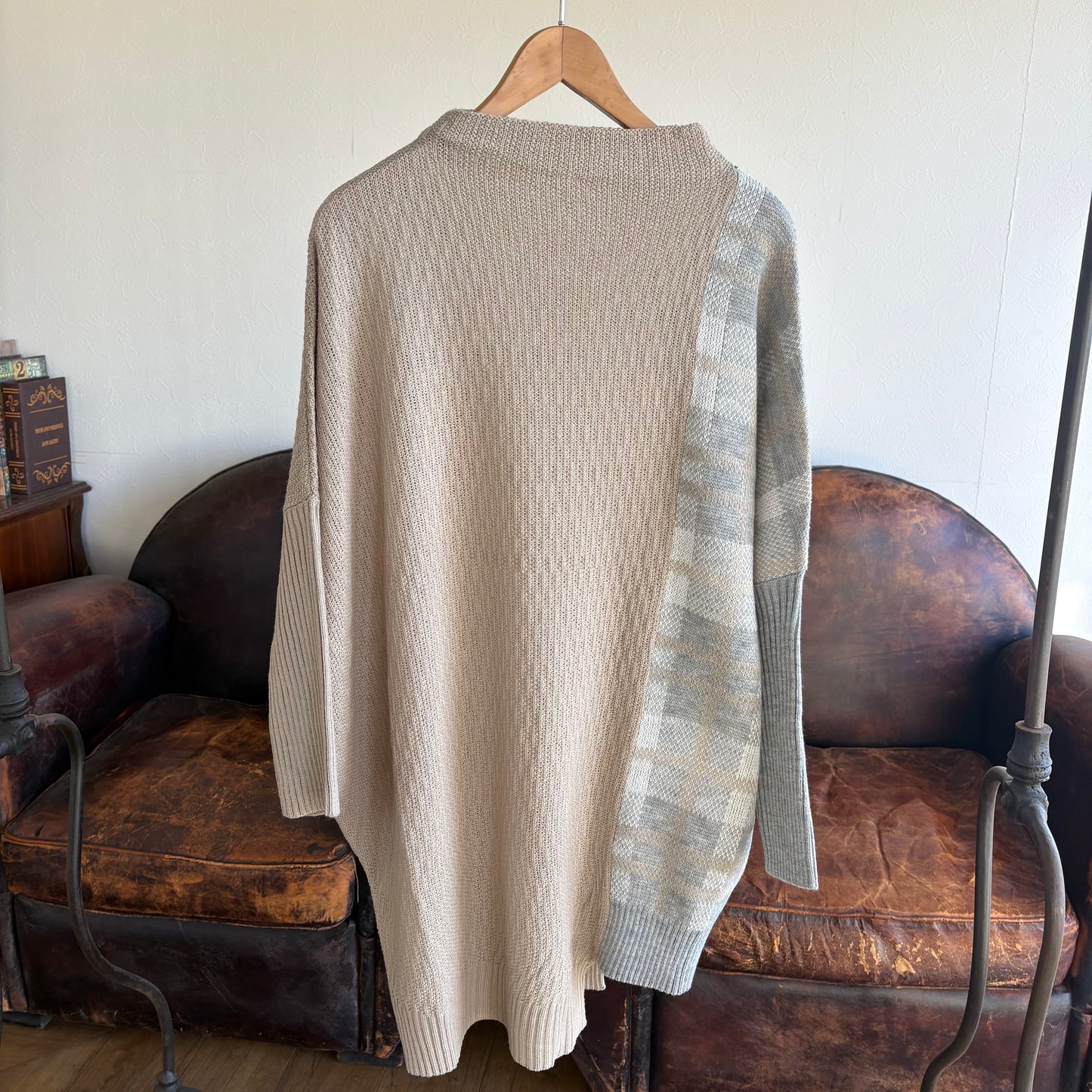 ボトルネック配色チェックチュニック