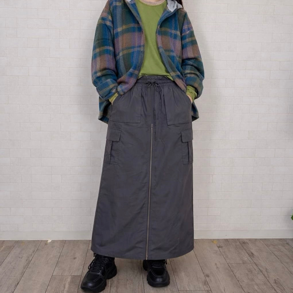 前ZIPロングスカート