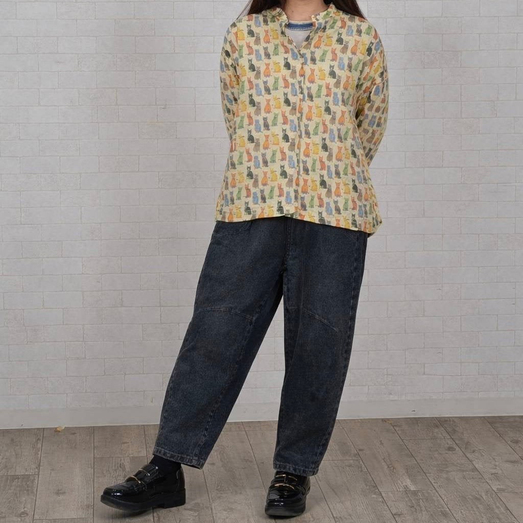 プリントギャザーブラウス