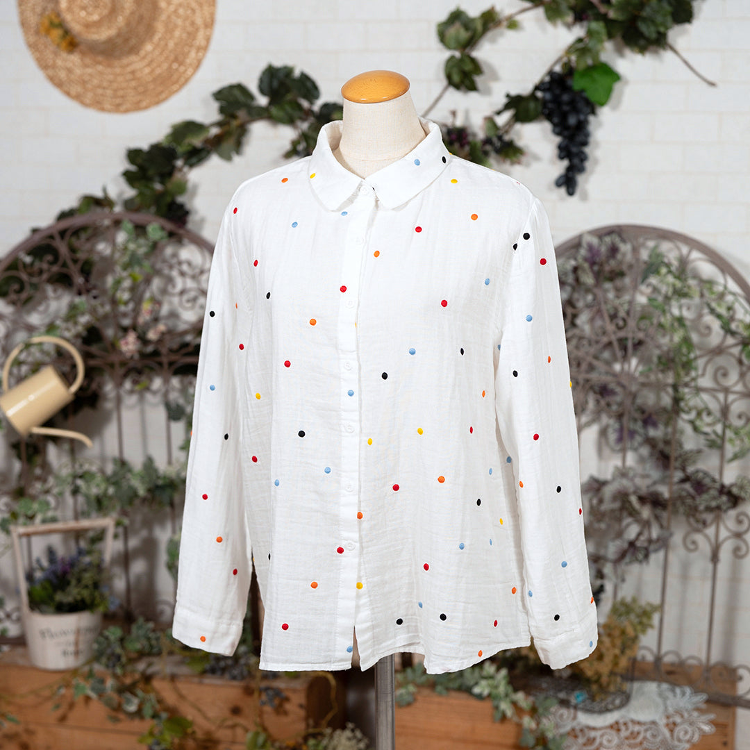 キャンディドット刺繍ブラウス