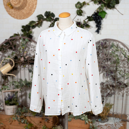 キャンディドット刺繍ブラウス