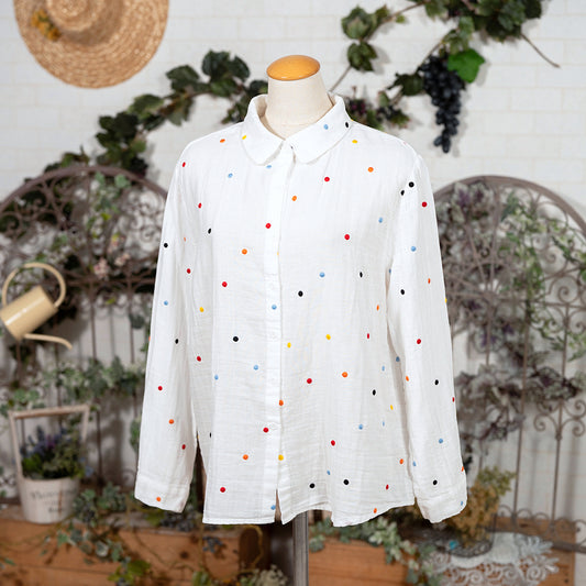 キャンディドット刺繍ブラウス