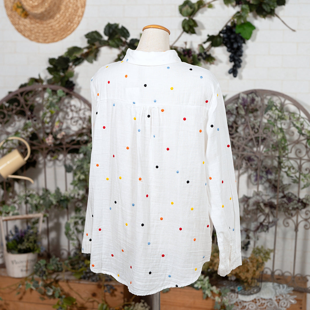 キャンディドット刺繍ブラウス